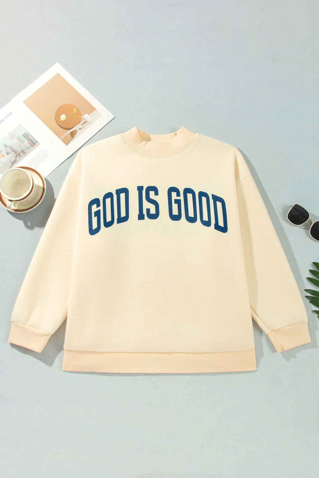 Jesus reversible Mock Neck Oversized Tunic Plus Size Sweatshirt