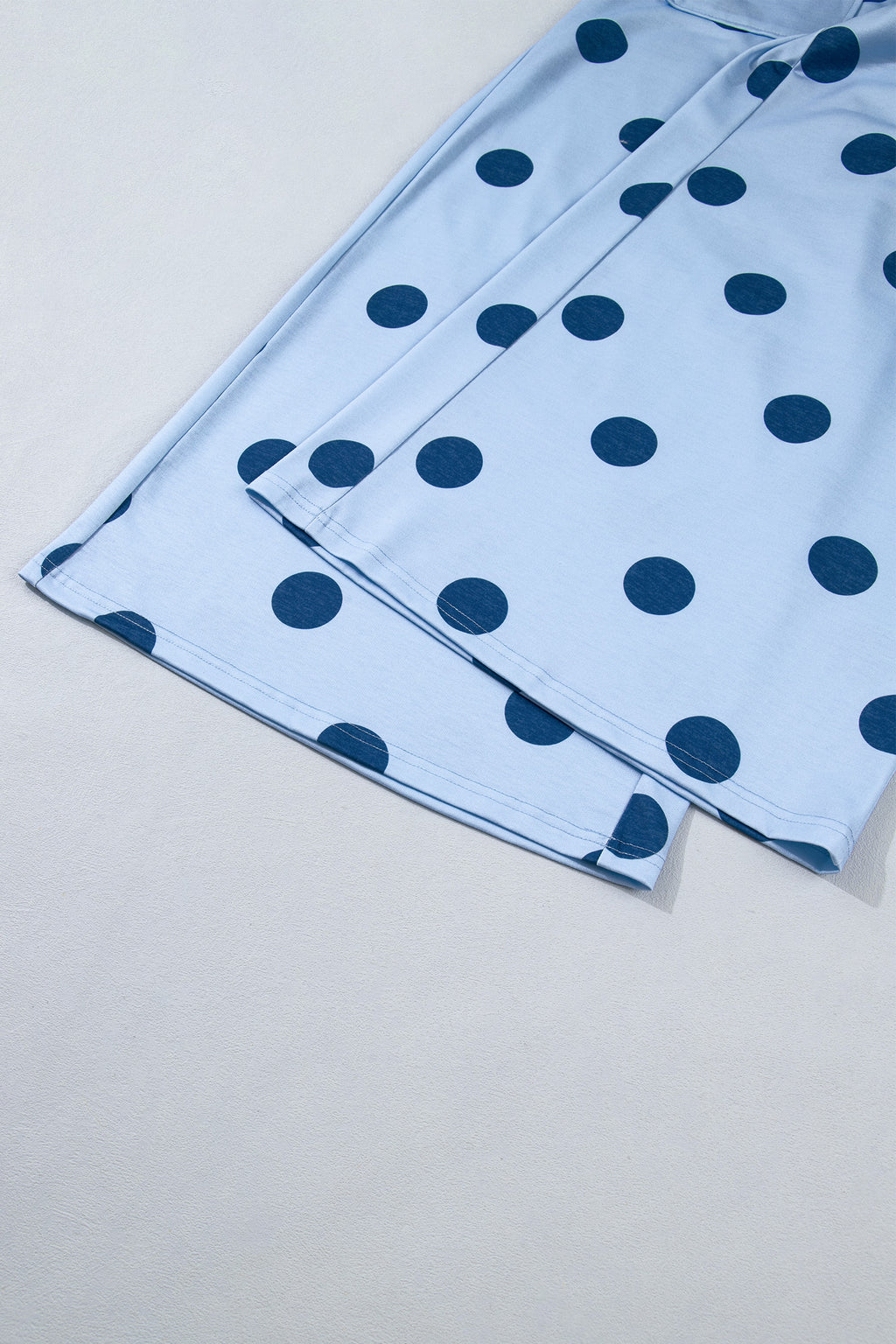 Sky Blue Polka Dot Wide Leg Elastic Waist Casual Pants