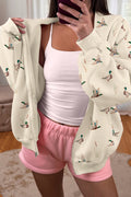 Duck Print Zip-Up Hoodie