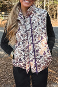 Multicolour Camouflage Puffer Zip-up Stand Neck Sleeveless Vest