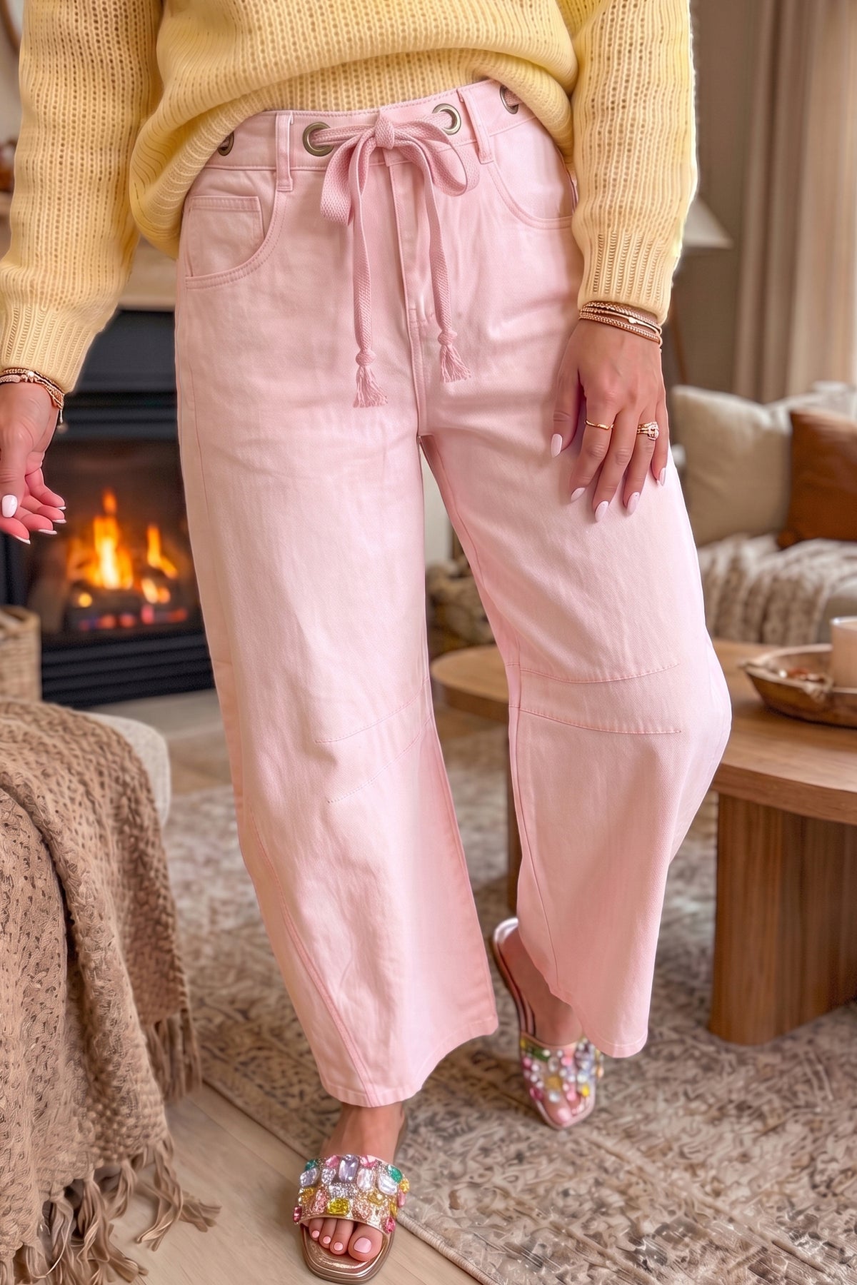 Knot Waist Barrel Jeans