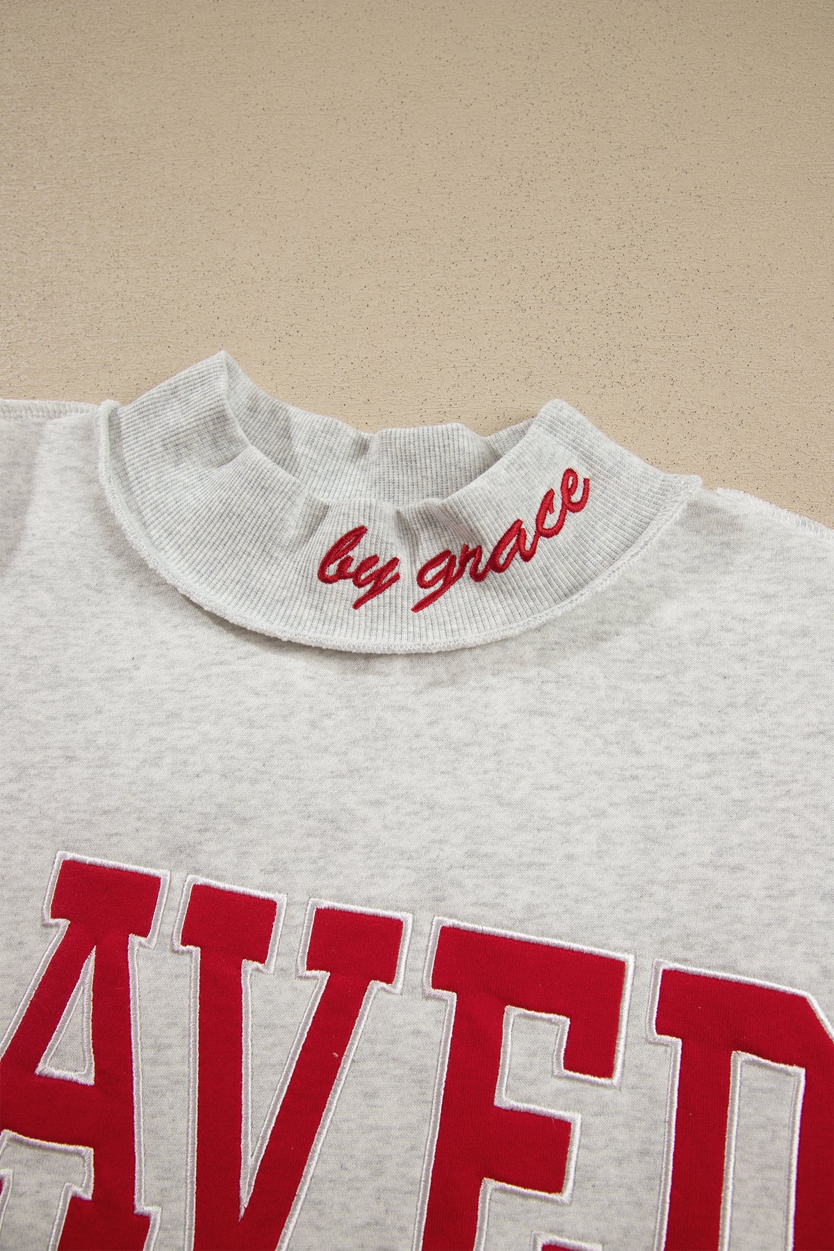 Saved By Grace Embroidered Mock Neck Sweatshirt