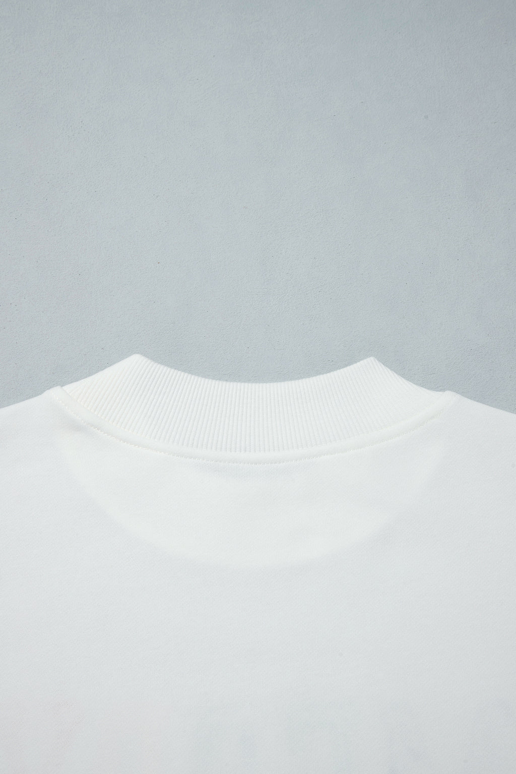 White MERRY AND BRIGHT Stitched Letter Pattern Mock Neck Sweatshirt