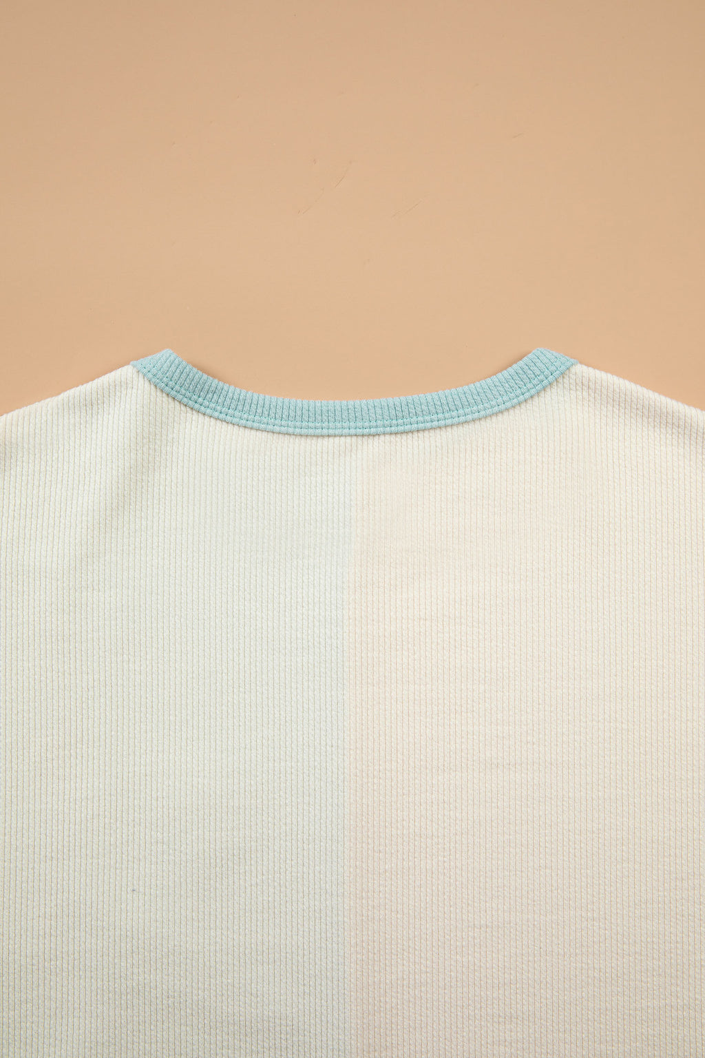 Light Blue Plaid Patchwork Round Neck Long Sleeve Top