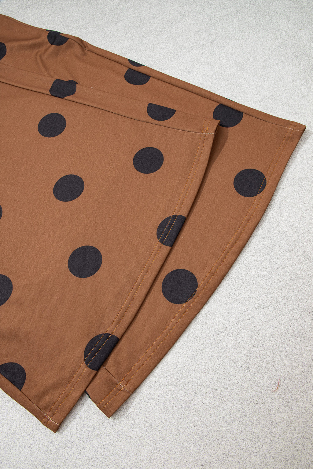 Brown Polka Dot Wide Leg Elastic Waist Casual Pants