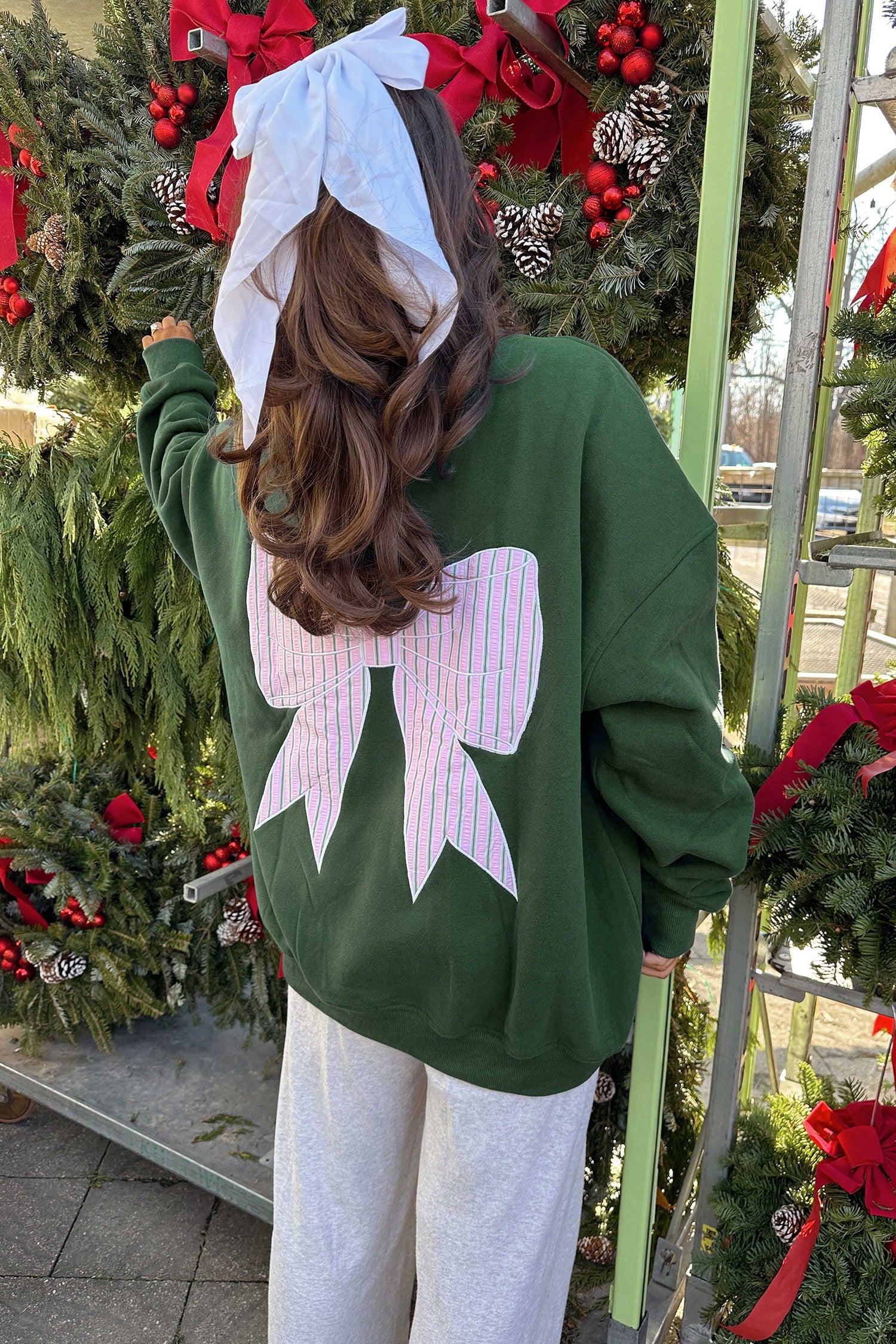 Striped Bow Oversized Sweatshirt