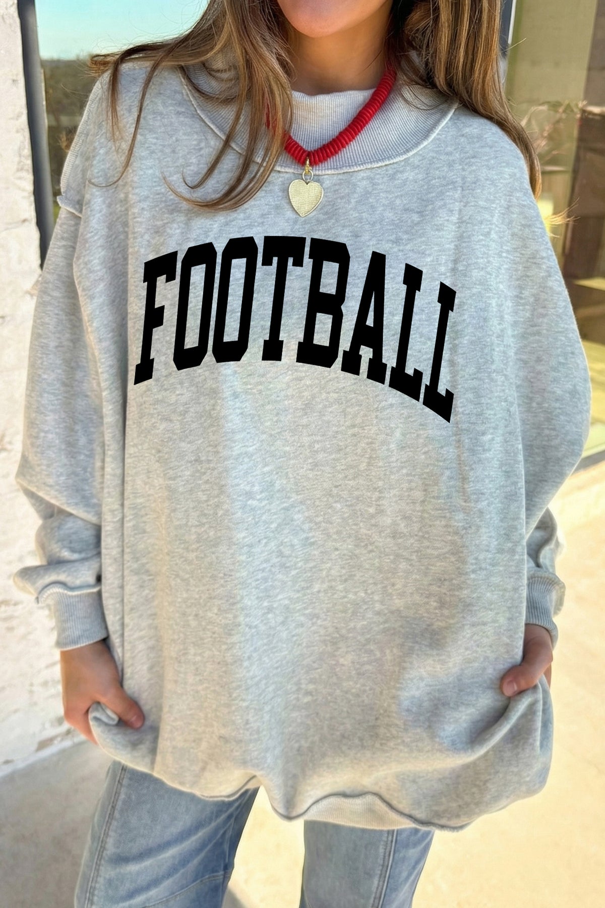 FOOTBALL GAMEDAY Double Side Printed Mock Neck Reversible Sweatshirt
