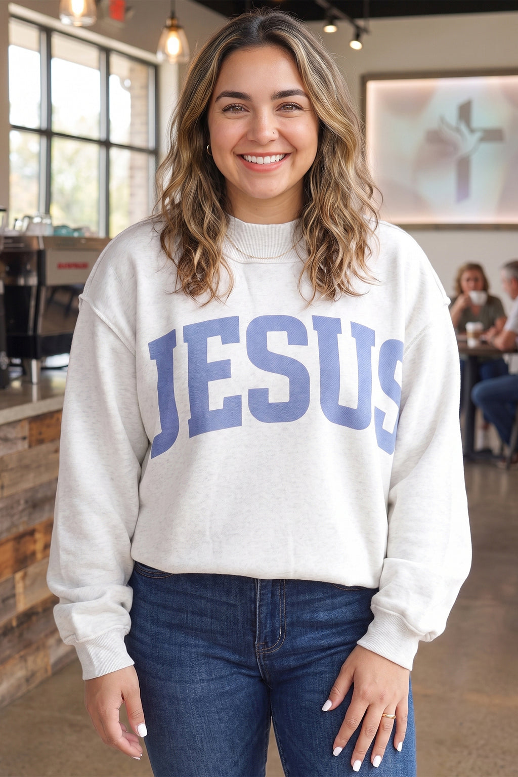 Jesus reversible Mock Neck Oversized Tunic Plus Size Sweatshirt