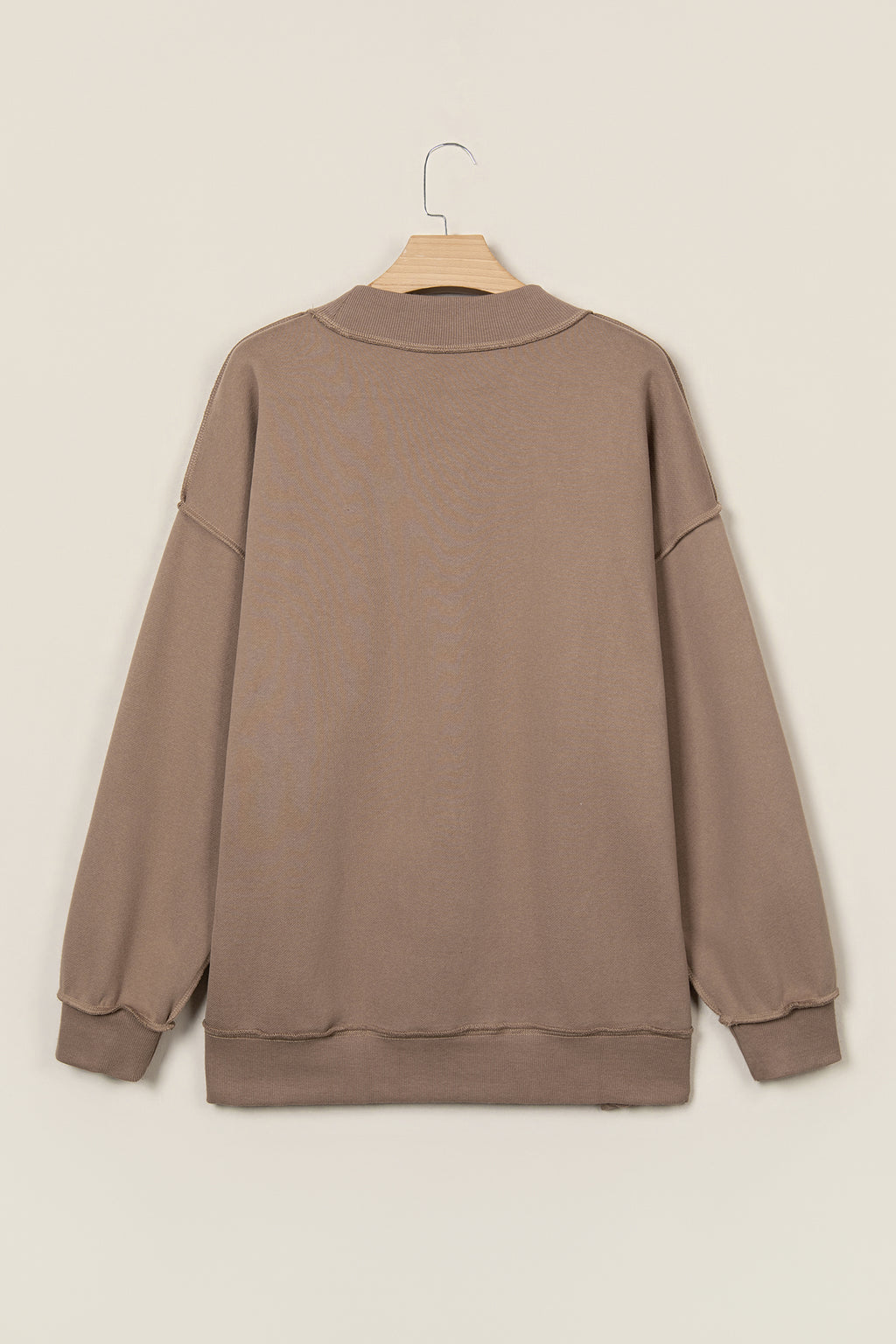 Meadow Mist Green JESUS Letter Patch Graphic Exposed Seam Mock Neck Baggy Sweatshirt