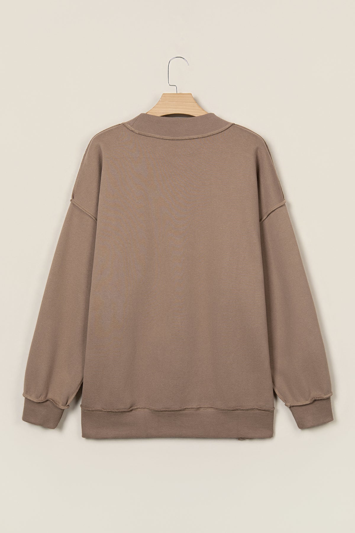 Meadow Mist Green JESUS Letter Patch Graphic Exposed Seam Mock Neck Baggy Sweatshirt
