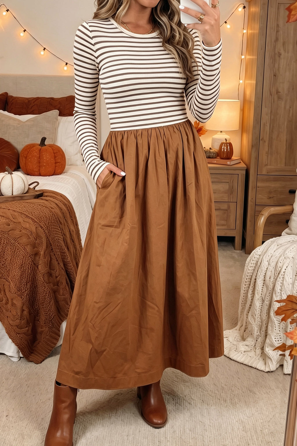Brown Stripe Dress