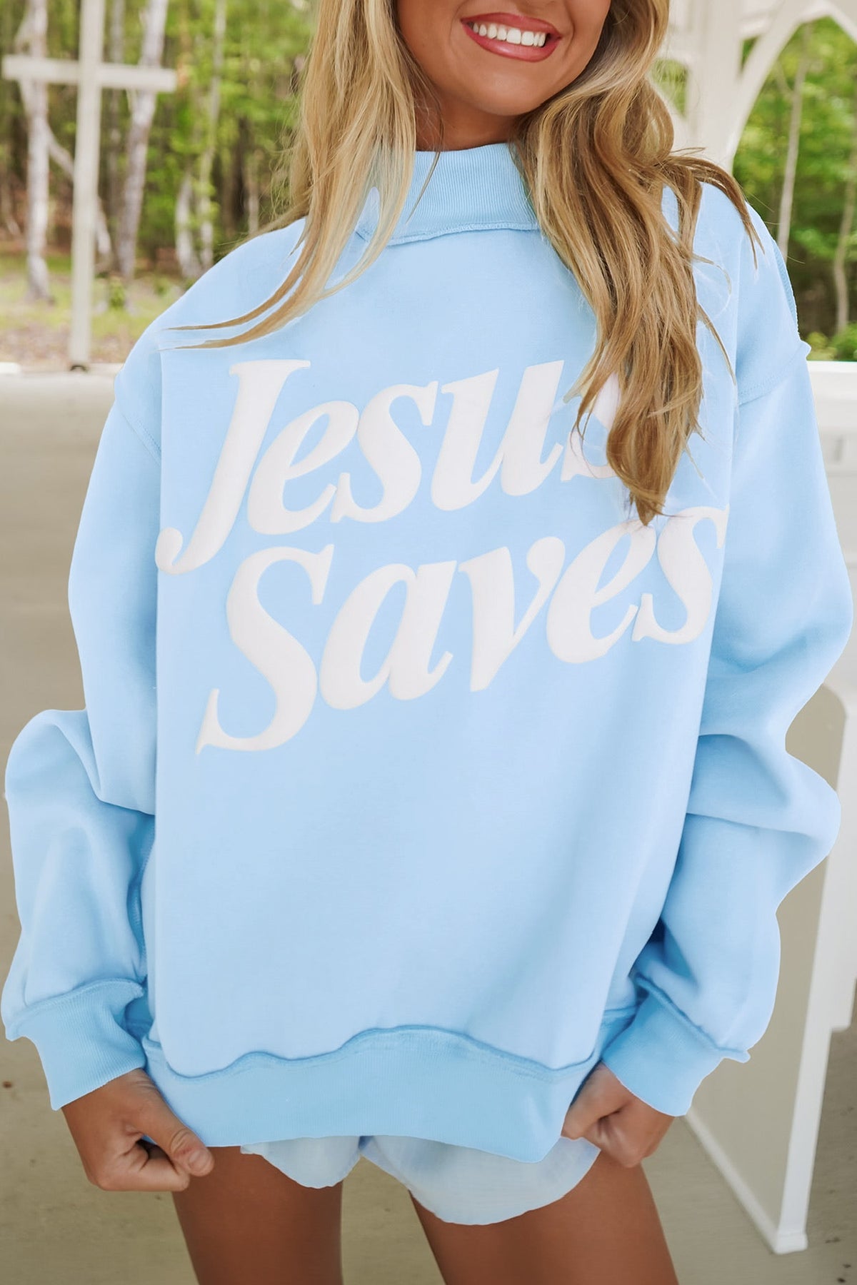 Jesus Saves Mock Neck  Sweatshirt