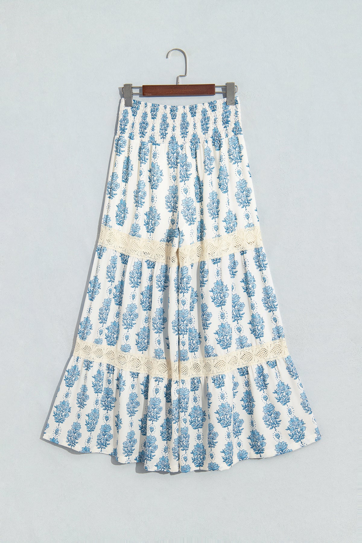Floral Print Lace Wide Leg Pants