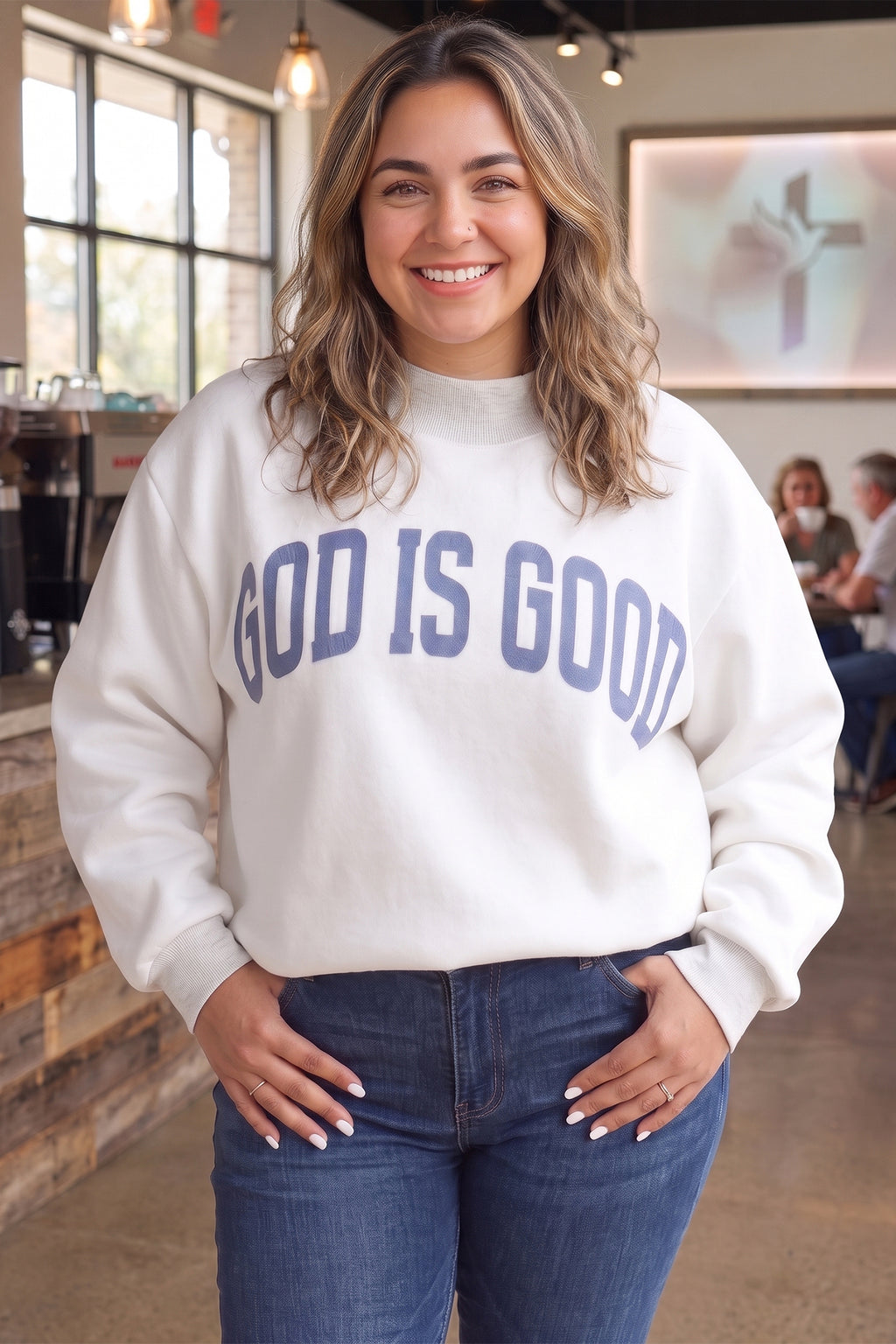 Jesus reversible Mock Neck Oversized Tunic Plus Size Sweatshirt