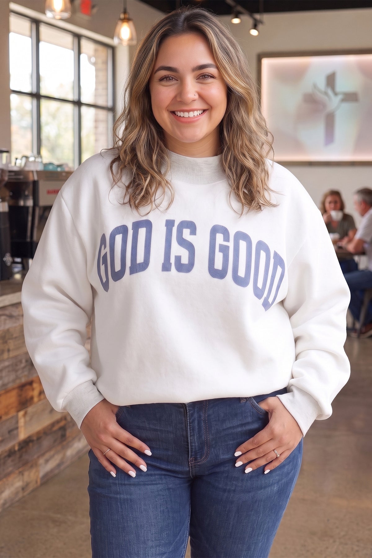 Jesus reversible Mock Neck Oversized Tunic Plus Size Sweatshirt