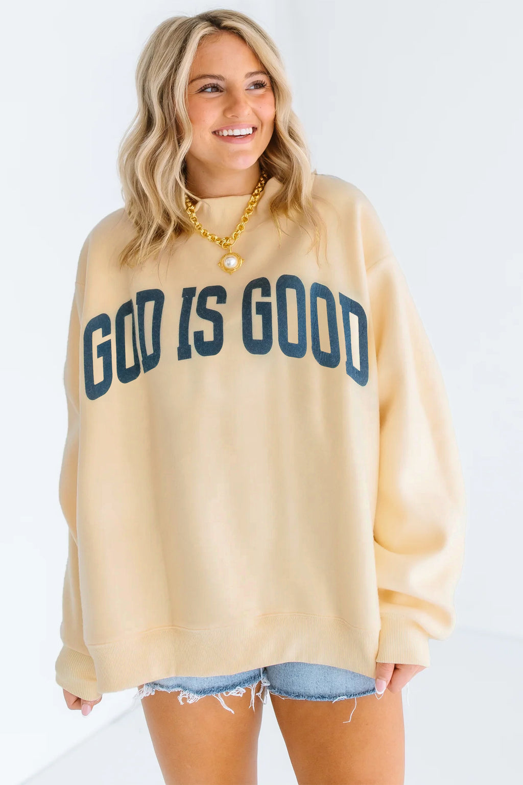 Jesus reversible Mock Neck Oversized Tunic Plus Size Sweatshirt