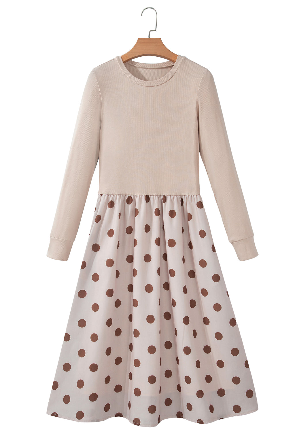Polka Dot Midi Long Sleeve Dress
