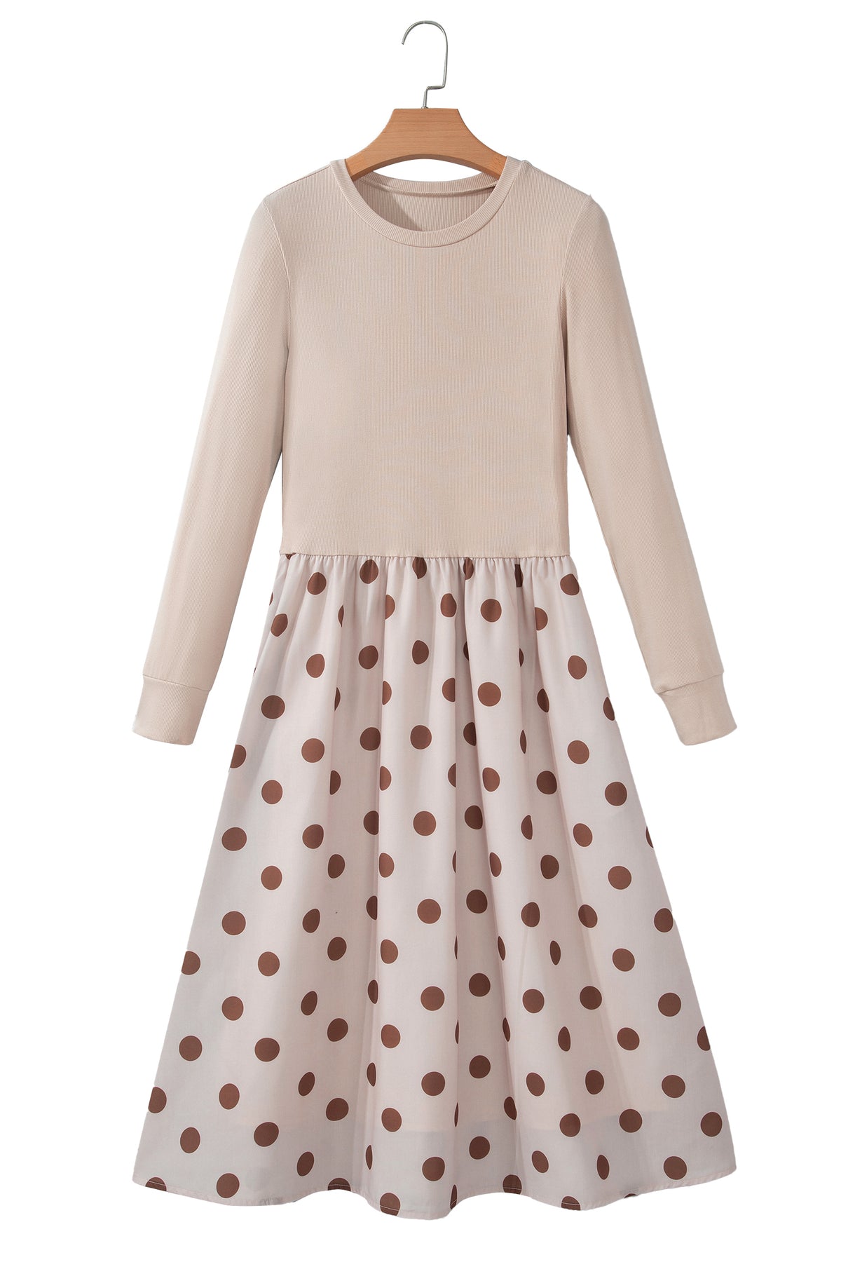 Polka Dot Midi Long Sleeve Dress