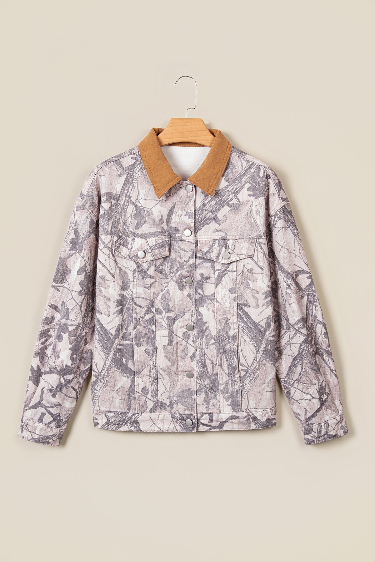 Camo Print Oversized Denim Jacket