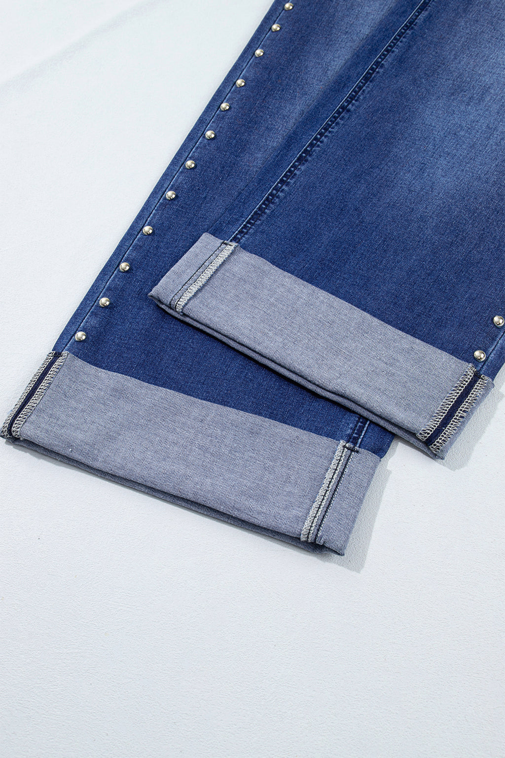 Coffee Studded Detail Straight Leg Casual Loose Jeans
