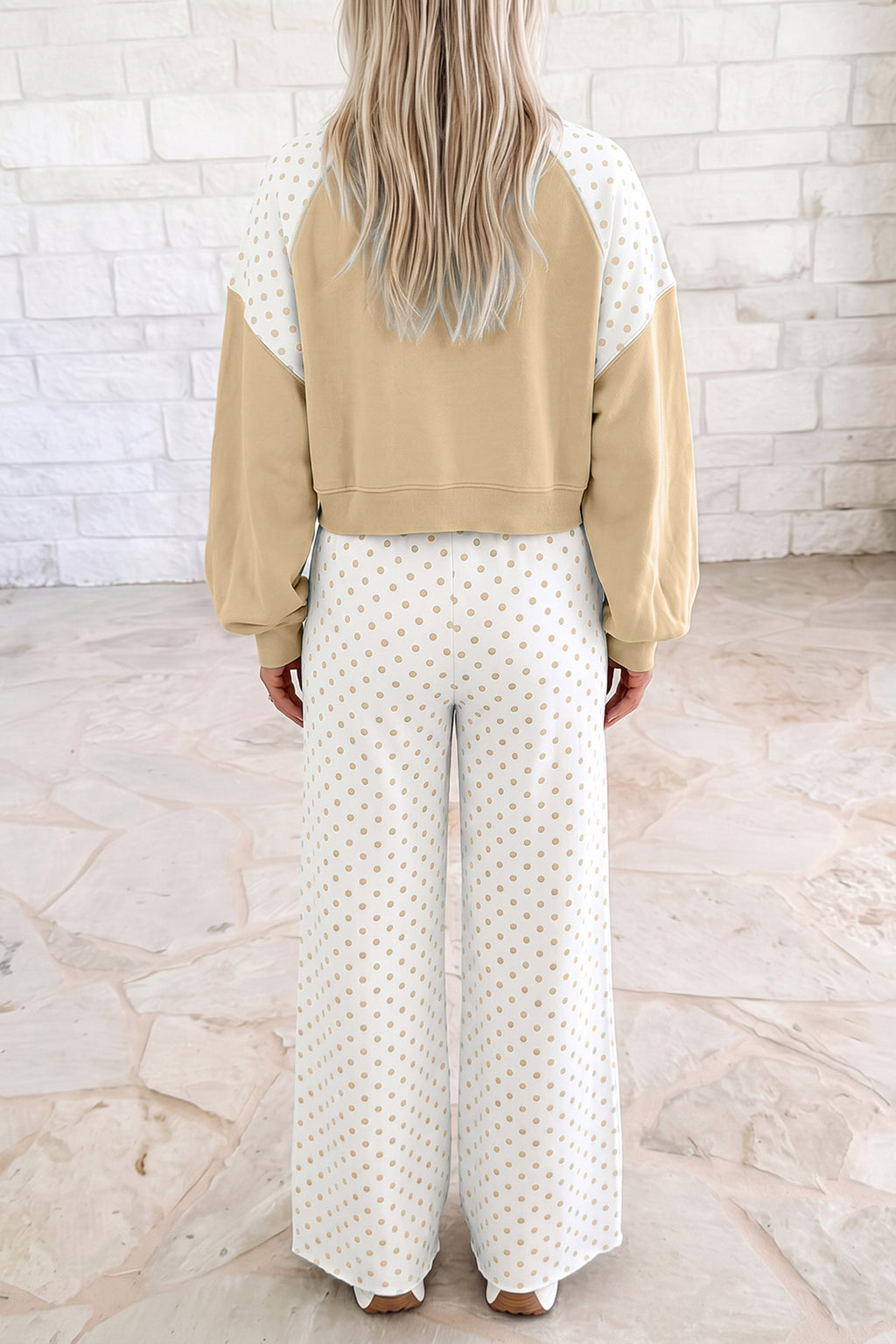 Polka Dot Patchwork Two Piece Pants Set