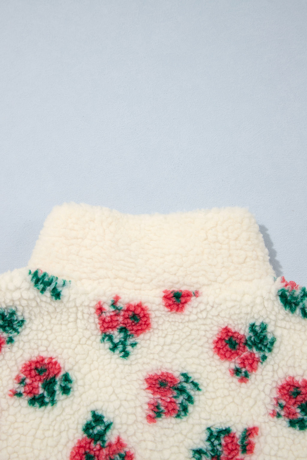 White Floral Print Fleece pullover