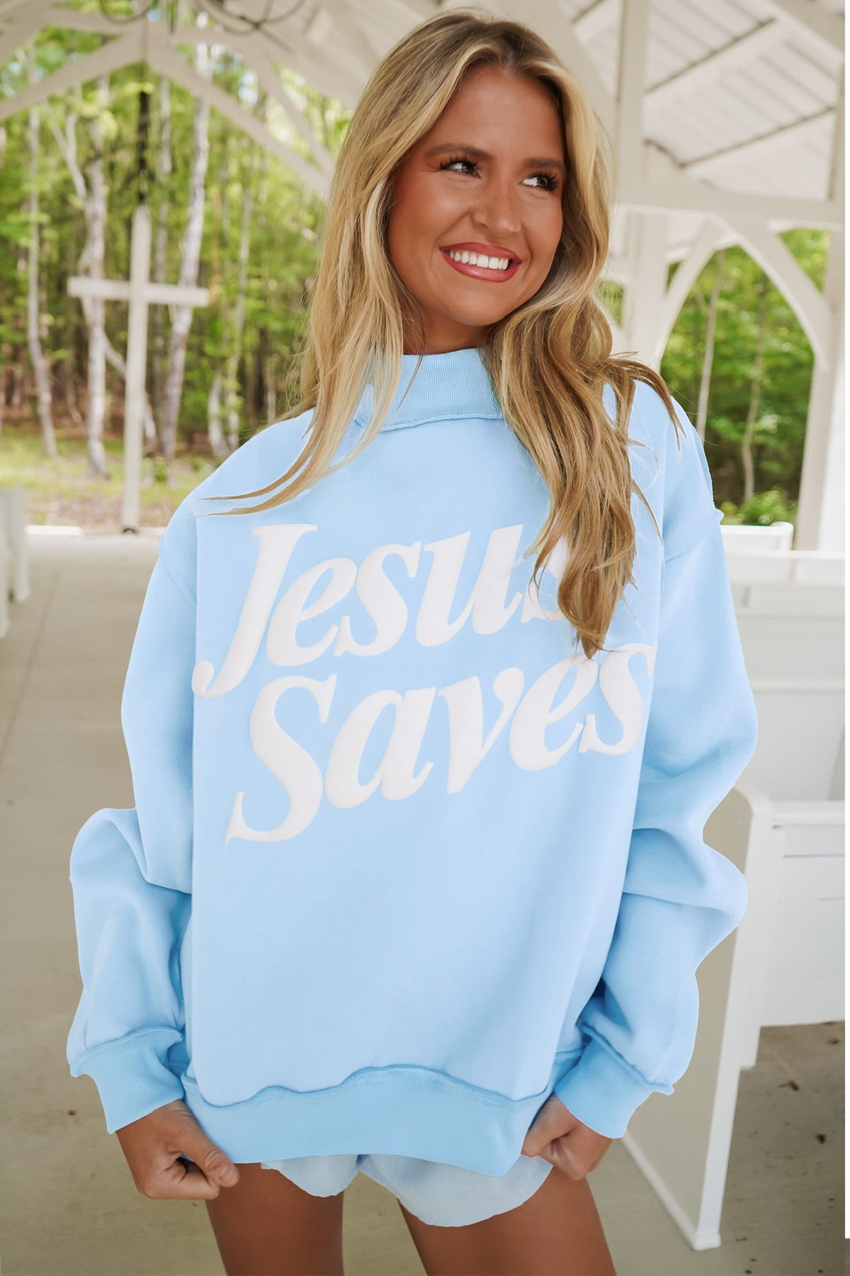 Jesus Saves Mock Neck  Sweatshirt