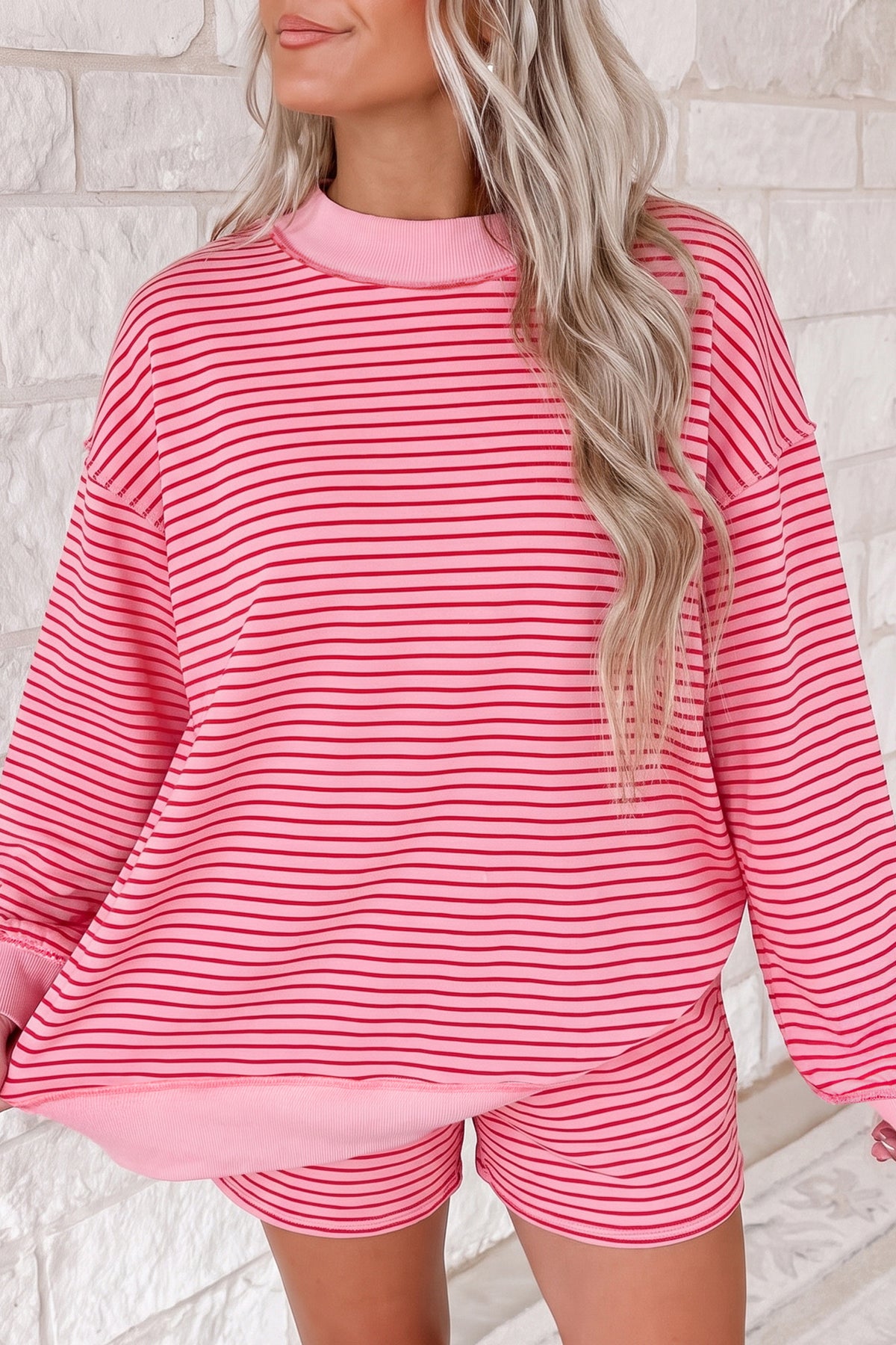 Mock Neck Baggy Matching Shorts Set