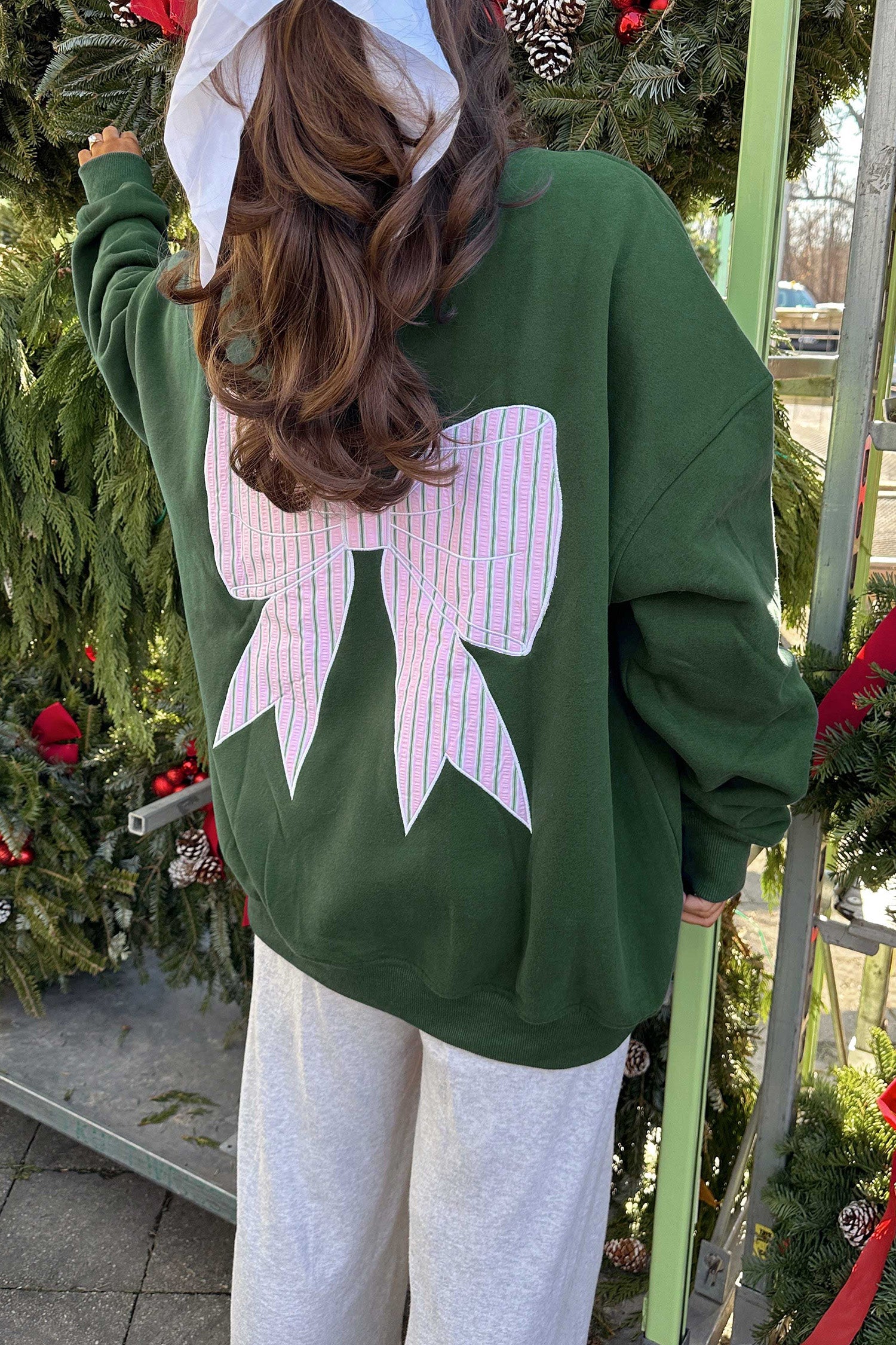 Striped Bow Oversized Sweatshirt