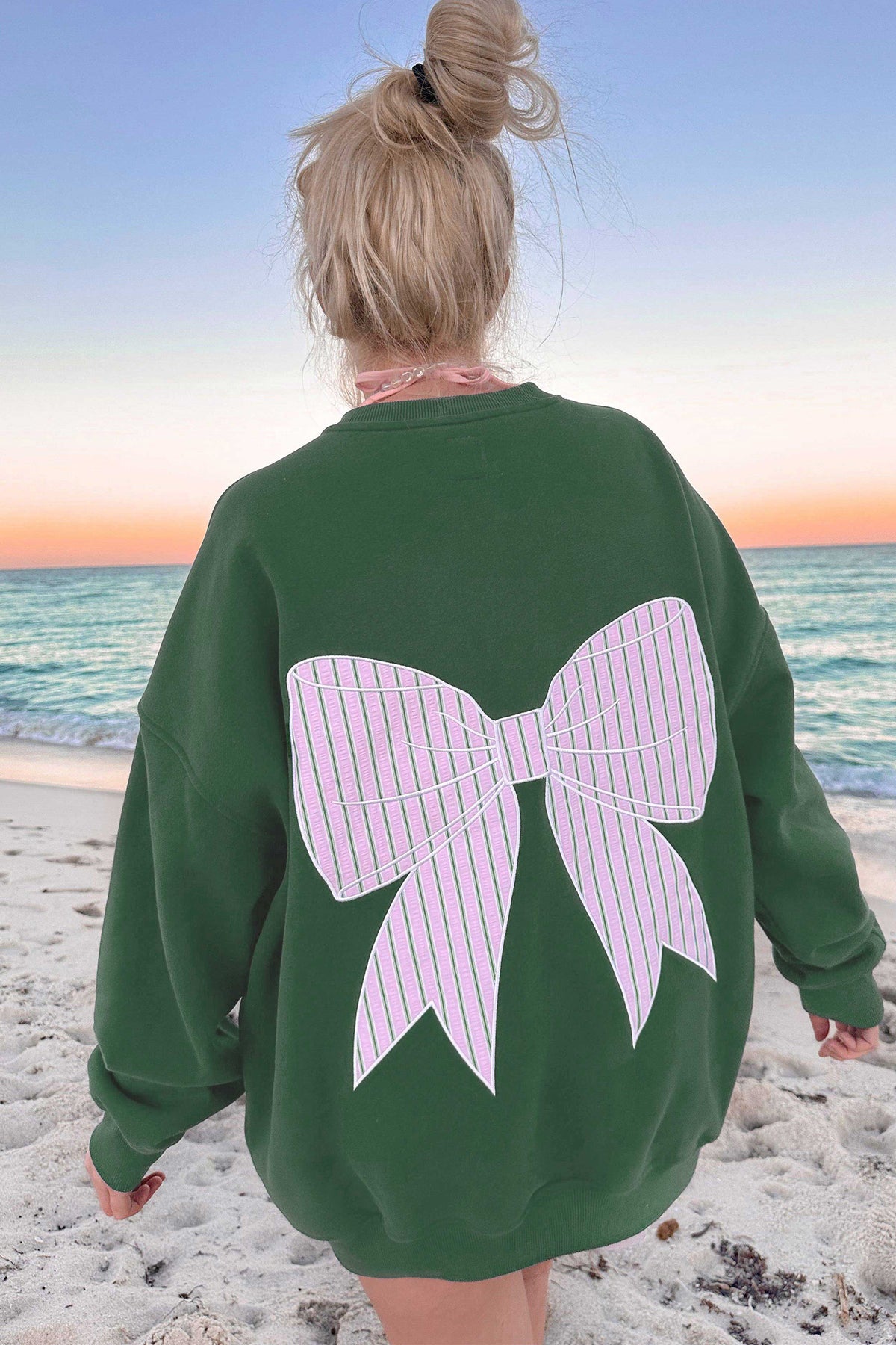 Striped Bow Oversized Sweatshirt