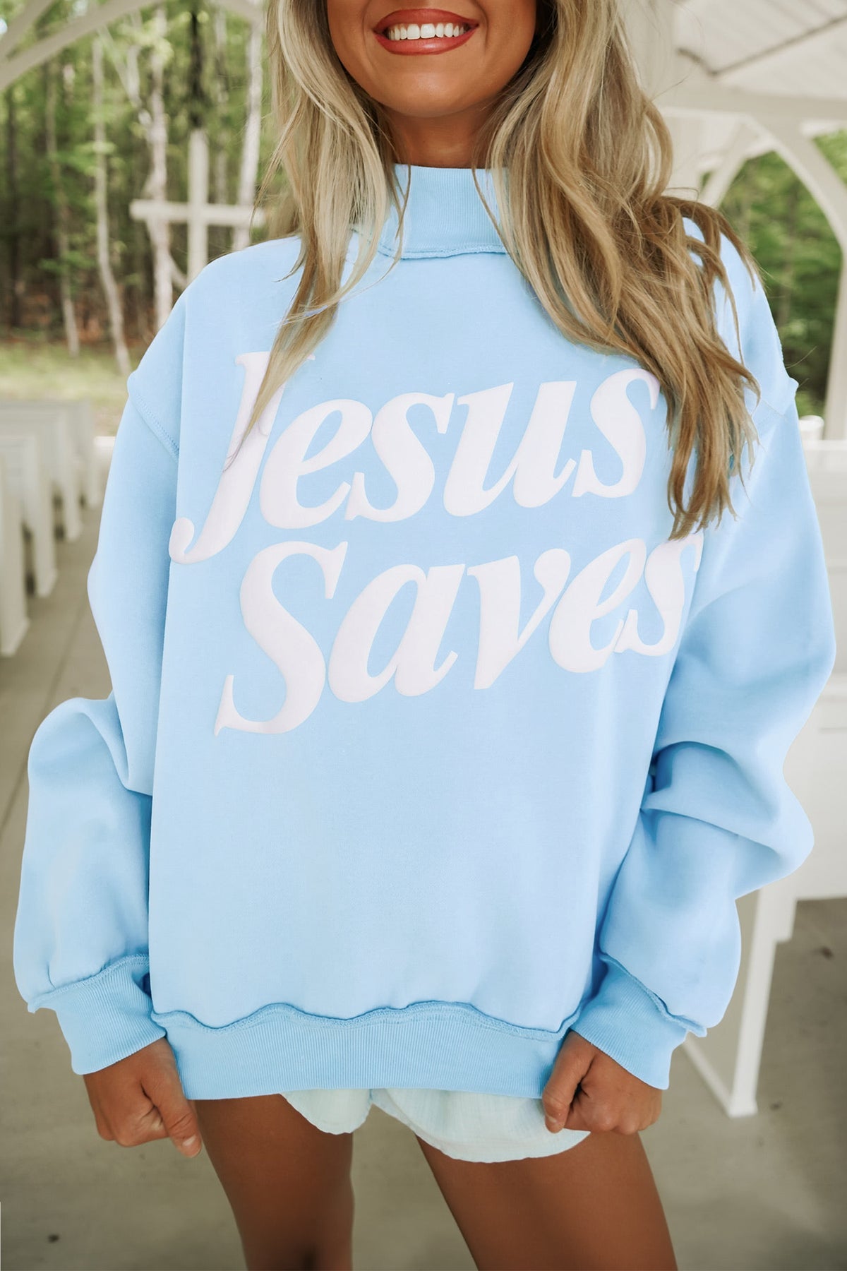 Jesus Saves Mock Neck  Sweatshirt