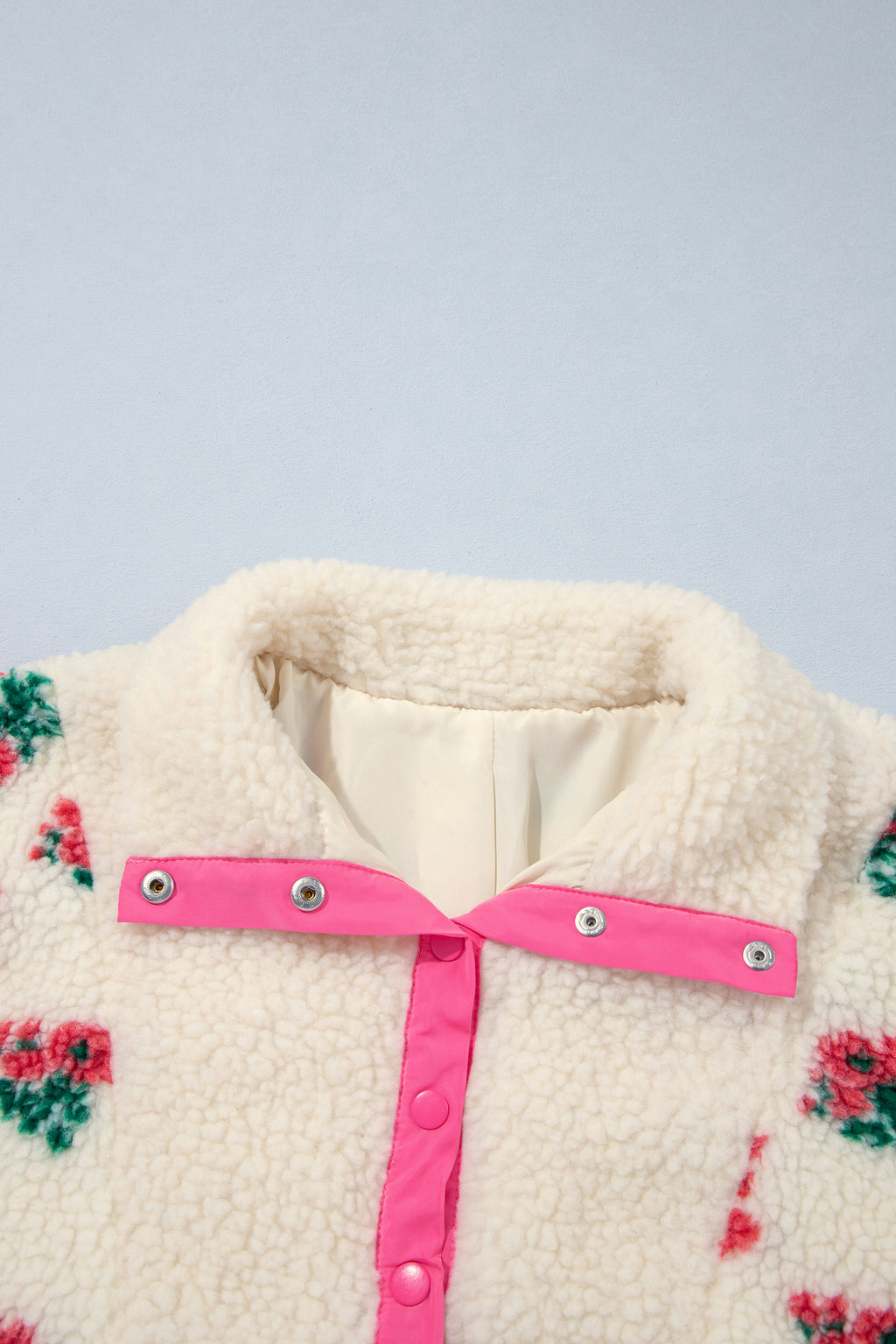 White Floral Print Fleece pullover