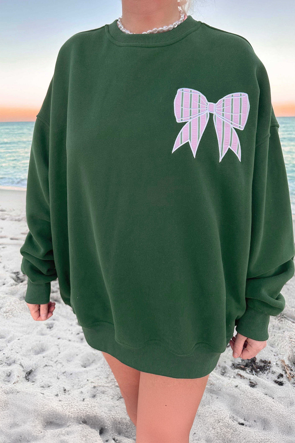 Striped Bow Oversized Sweatshirt