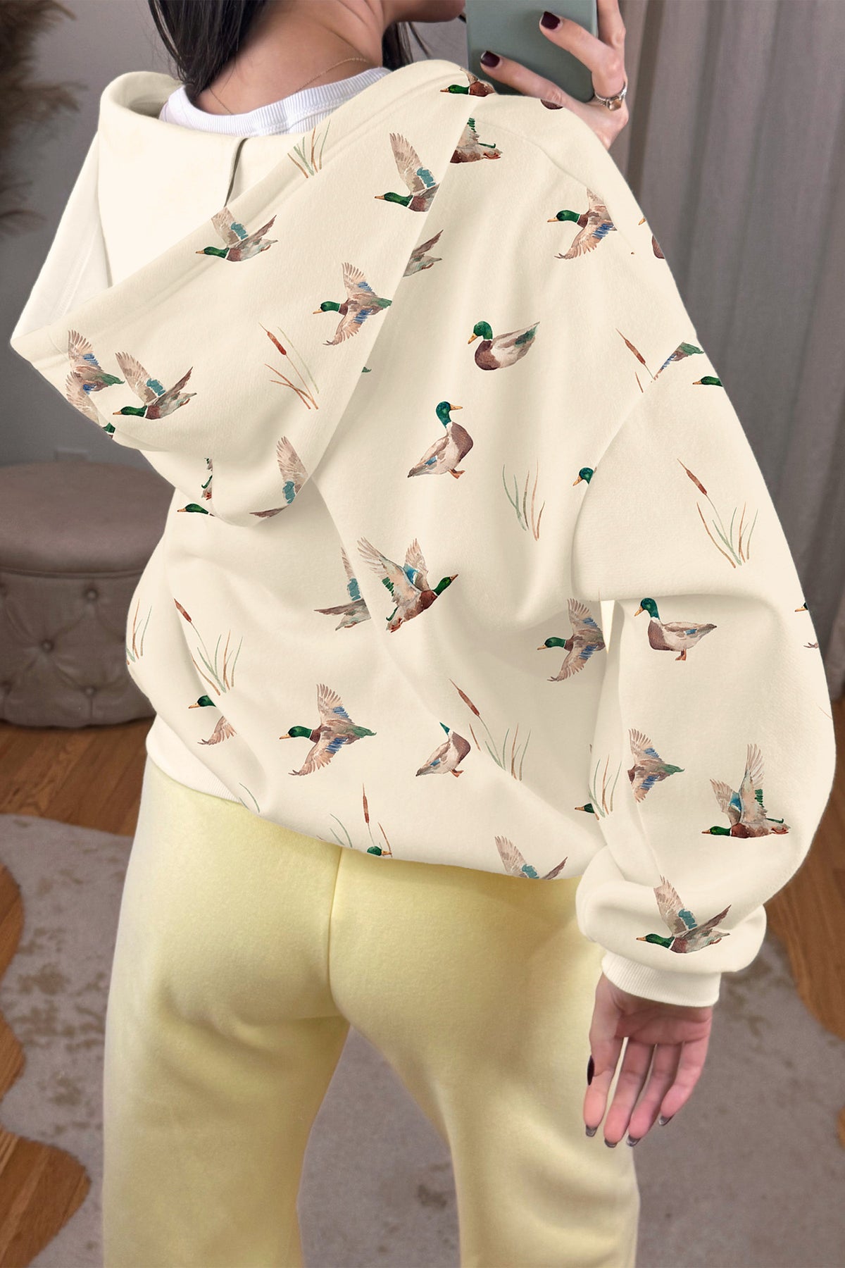 Duck Print Zip-Up Hoodie