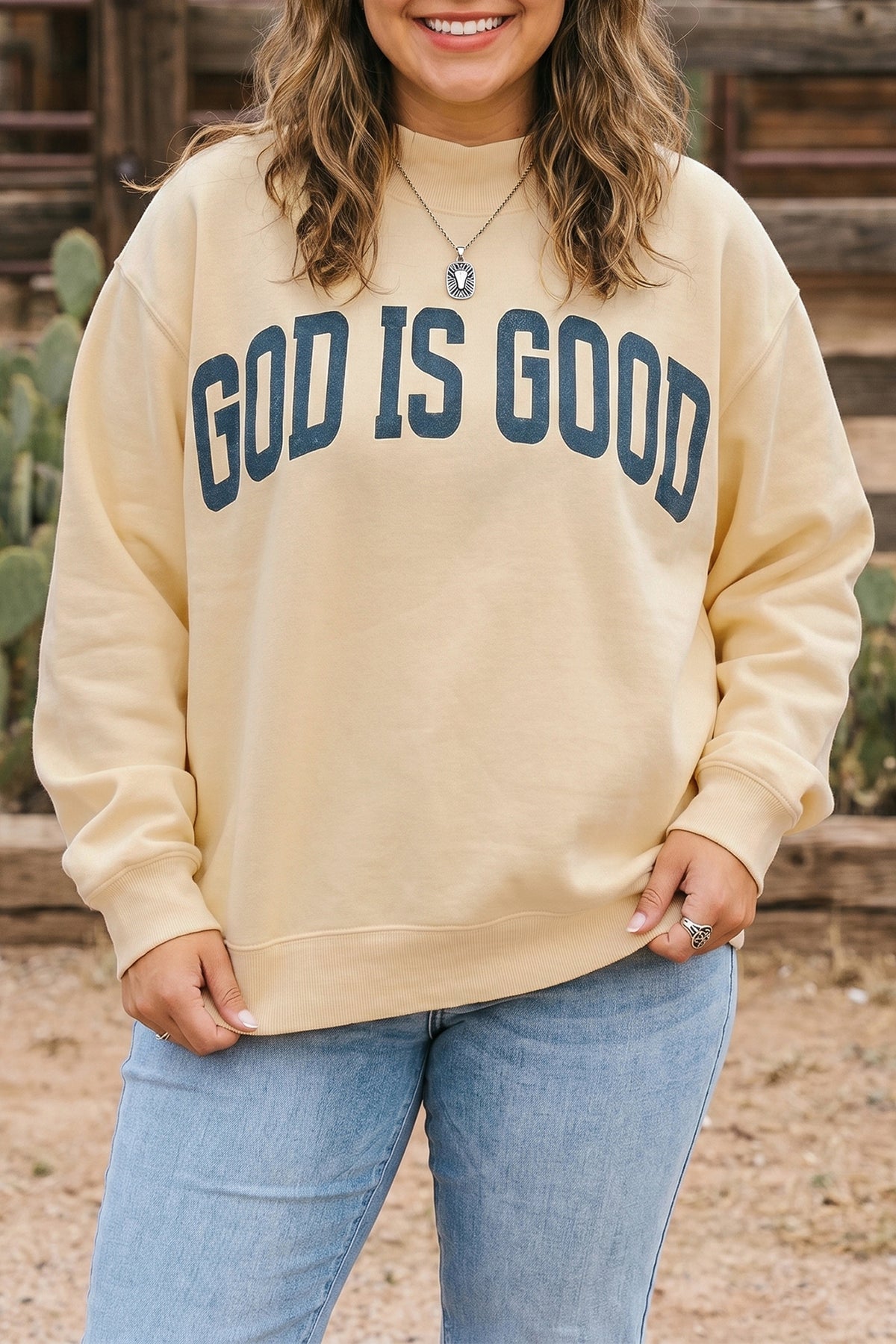 Jesus reversible Mock Neck Oversized Tunic Plus Size Sweatshirt