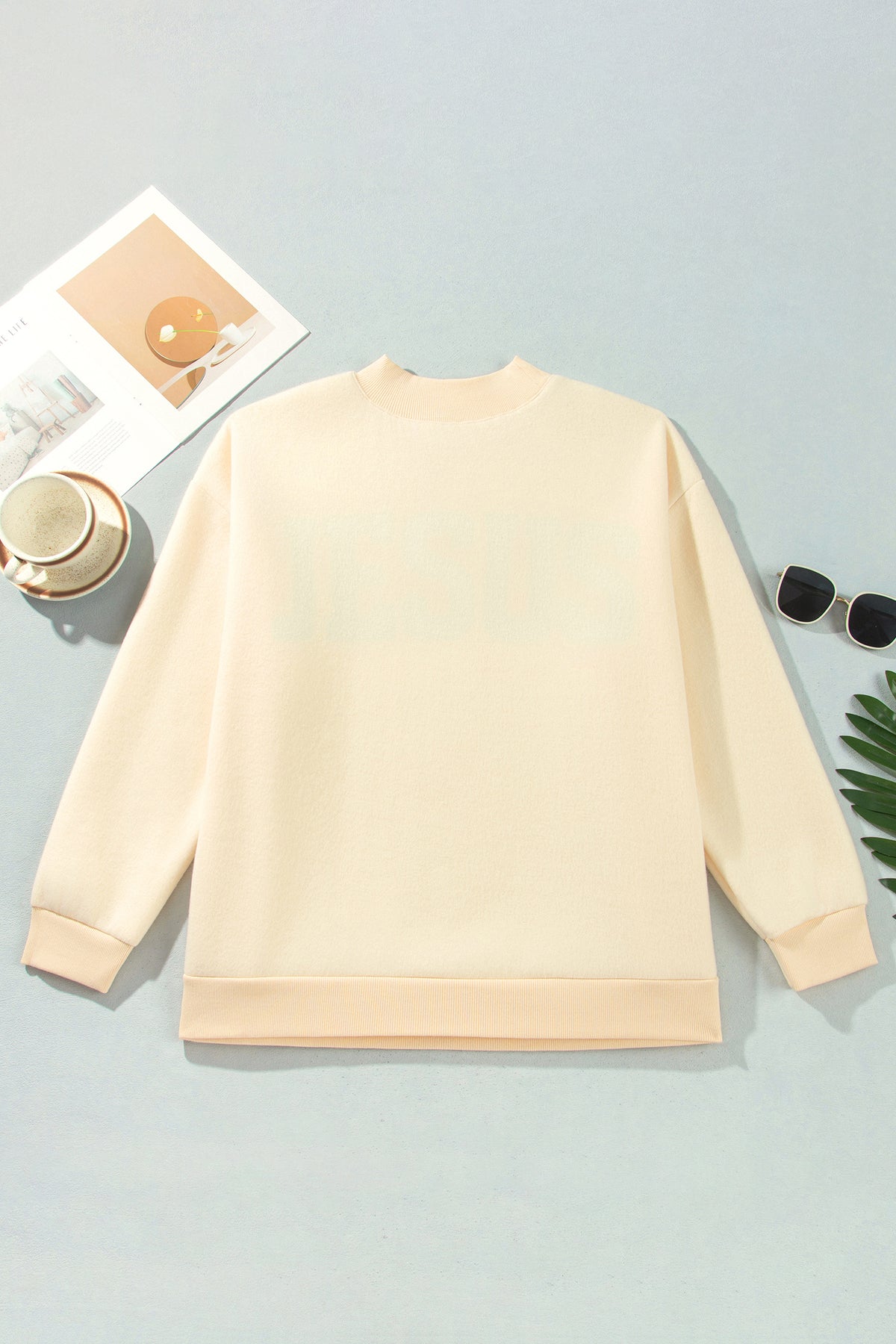 Jesus reversible Mock Neck Oversized Tunic Plus Size Sweatshirt