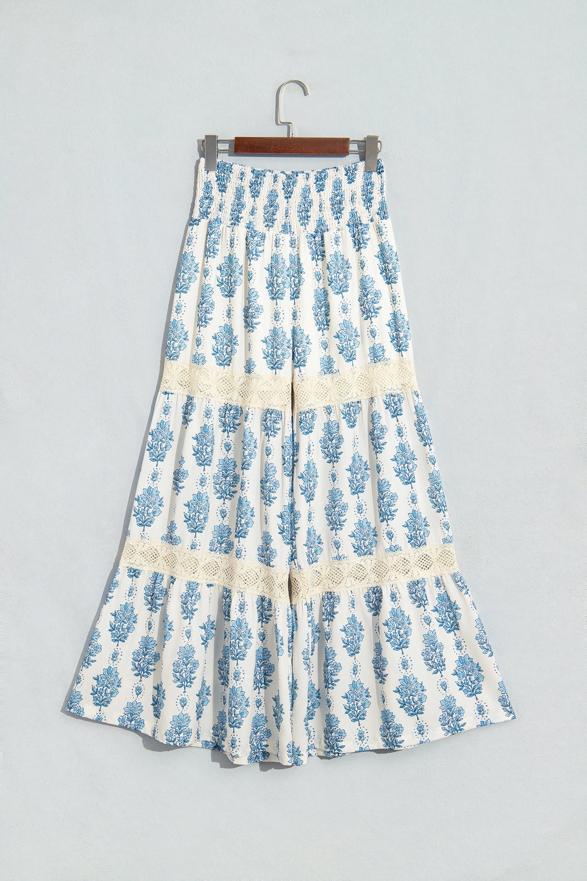 Floral Print Lace Wide Leg Pants