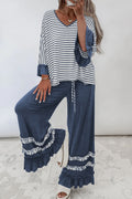 Ruffle Sleeve Top and Drawstring Pants 2 piece Set