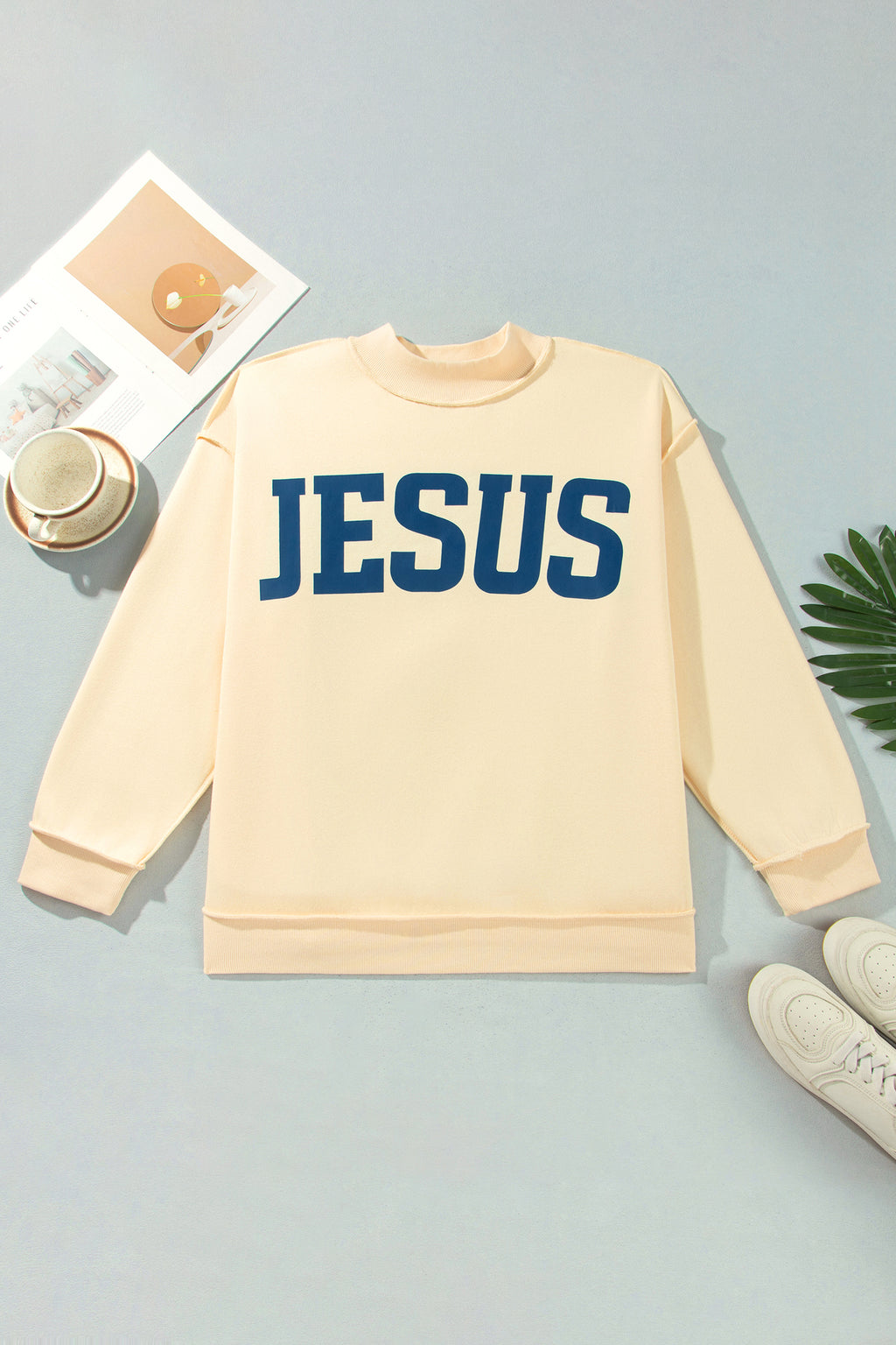 Jesus reversible Mock Neck Oversized Tunic Plus Size Sweatshirt