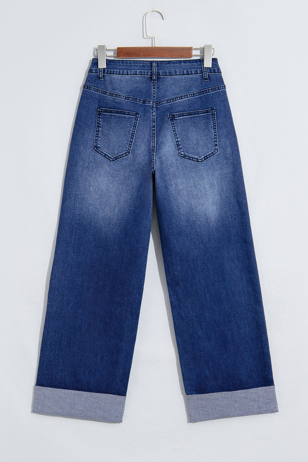 Coffee Studded Detail Straight Leg Casual Loose Jeans