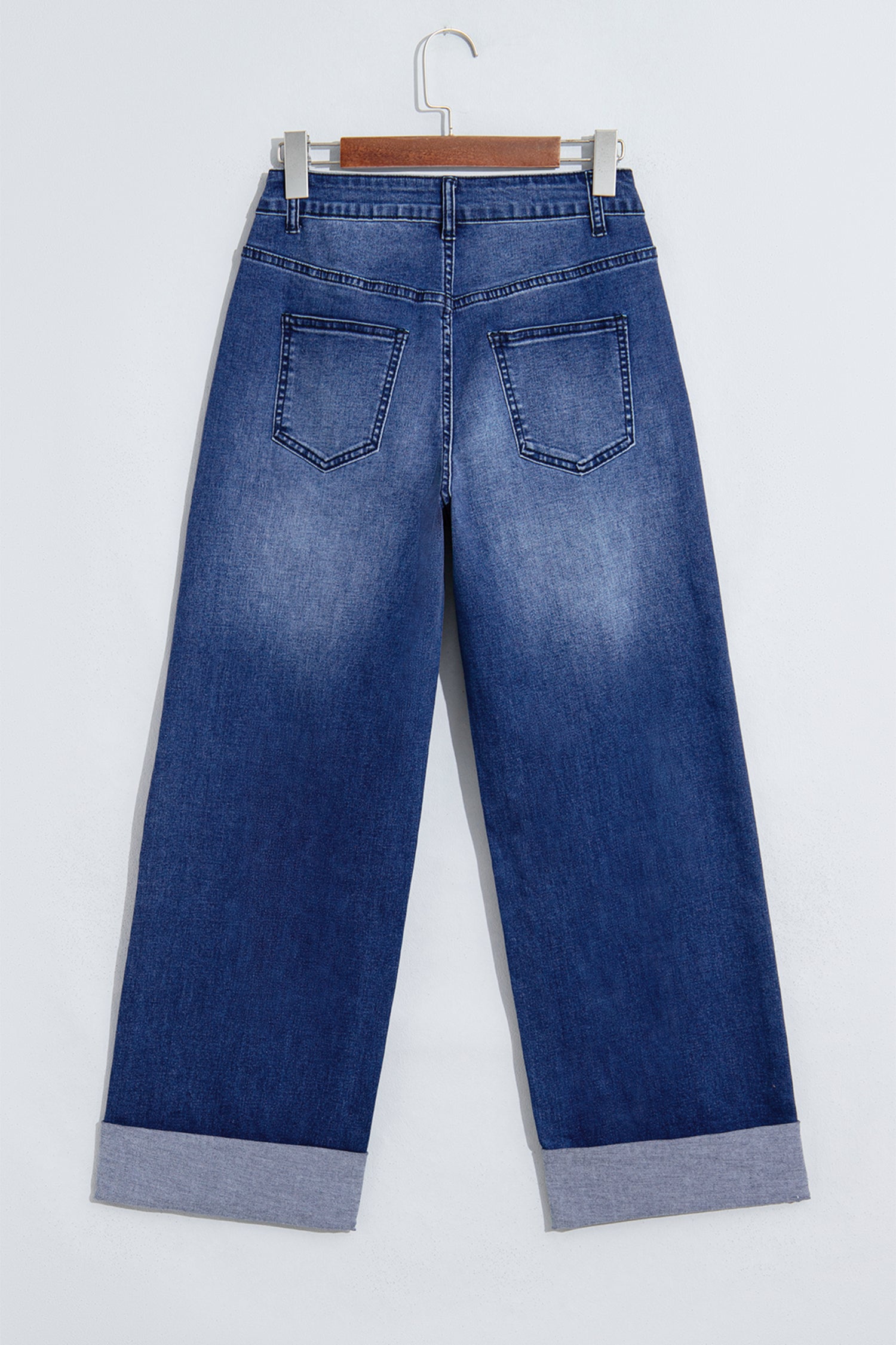 Coffee Studded Detail Straight Leg Casual Loose Jeans