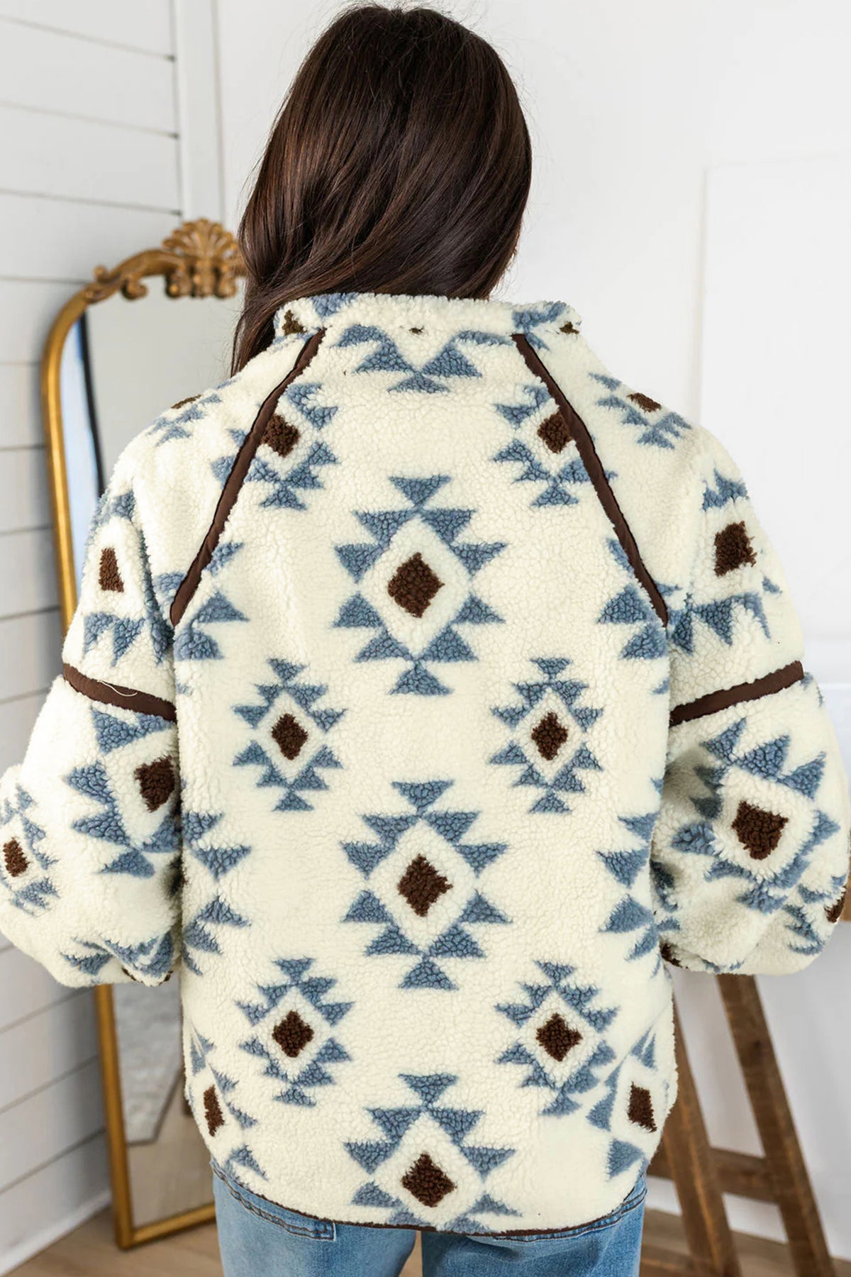 Sherpa Western Style Long Sleeve Quarter Zip